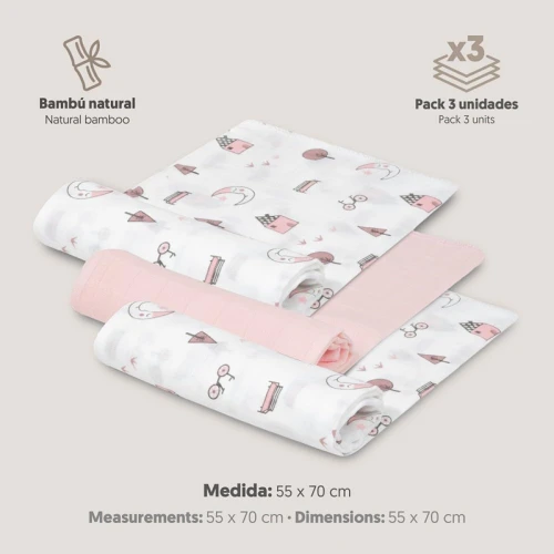 INTERBABY otulacze muślinowe x3 bambus bawełna 55x70cm