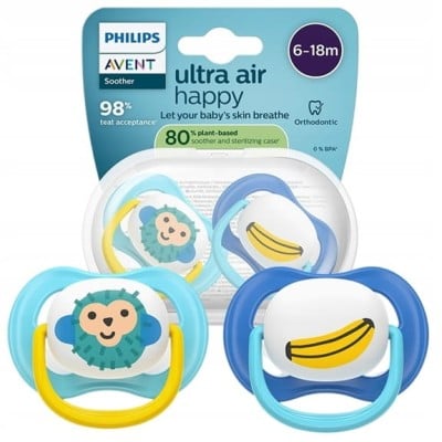 PHILIPS AVENT Ultra Air Happy smoczki x 2 6-18msc