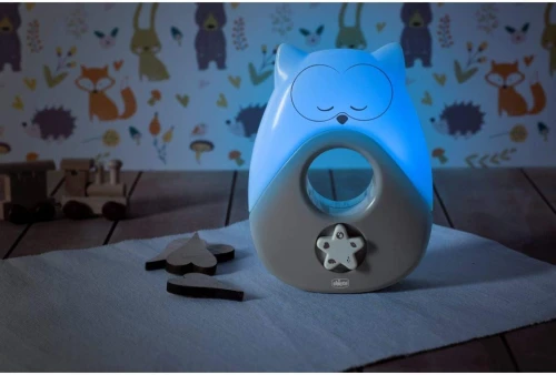 CHICCO Sweet Lights lampka nocna z melodiami i dźwiękami SOWA 13,5 x 18 cm