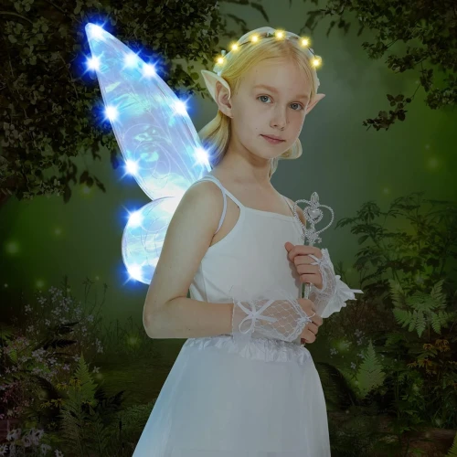 FORMIZON skrzydła wróżki z diodami LED + różdżka wianek uszy 46 x 65 cm