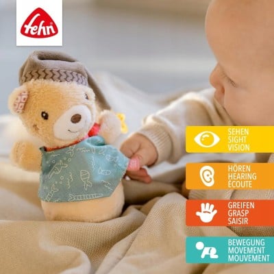 FEHN Miś Bruno wańka WSTAŃKA 14cm grzechotka "N