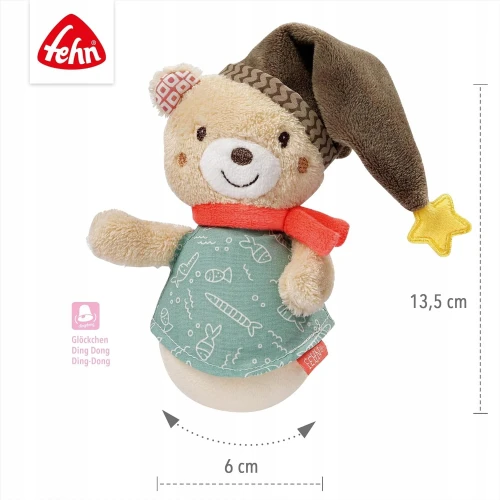FEHN Miś Bruno wańka WSTAŃKA 14cm grzechotka "N