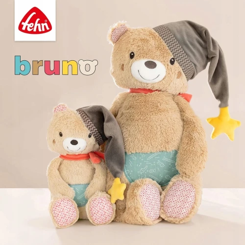 FEHN Miś Bruno wańka WSTAŃKA 14cm grzechotka "N