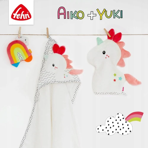 FEHN Aiko&amp;Yuki poduszka zagłówek podróżny z grzechotką JEDNOROŻEC "O