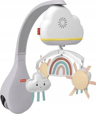 FISHER PRICE 2w1 karuzela z czujnikiem hałasu, lampka nocna na stolik "O