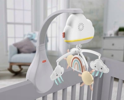FISHER PRICE 2w1 karuzela z czujnikiem hałasu, lampka nocna na stolik "O