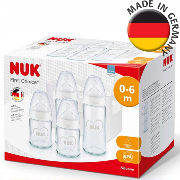 NUK zestaw First Choice+ 4 szklane butelki koszyk KONTROLA TEMP - obrazek 7
